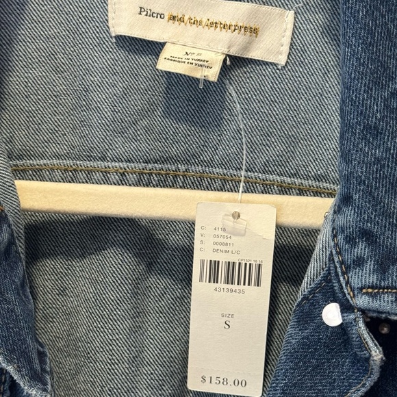 NWT Anthropologie Donovan Pearled Denim Trucker Button Down Jacket Distressed Sm - Picture 10 of 15